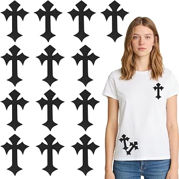 13PCS Black Cross Patches for Backpacks Jeans Patches for Backpacks Iron on Patch for Clothes Hats Pants T-Shirts Embroidery Patch Iron on Christian Gifts for Women