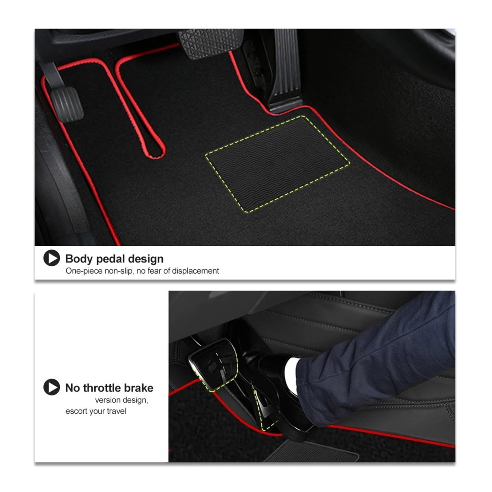 Tappetini antiscivolo, compatibile con Ford, Fiesta CB1 CCN | Tappeti neri ignifughi per file anteriore e posteriore, stile piatto con superficie impermeabile(Red)