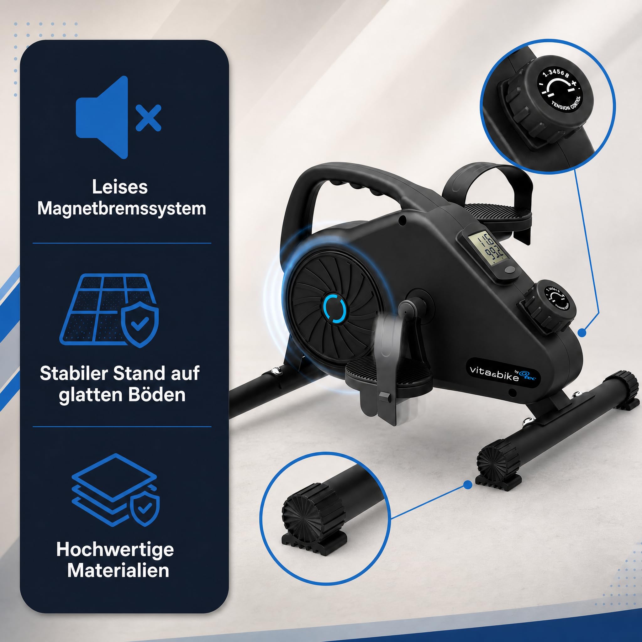 Vita&Bike Pedaltrainer, Heimtrainer für Arme & Beine, mit Trainingscomputer