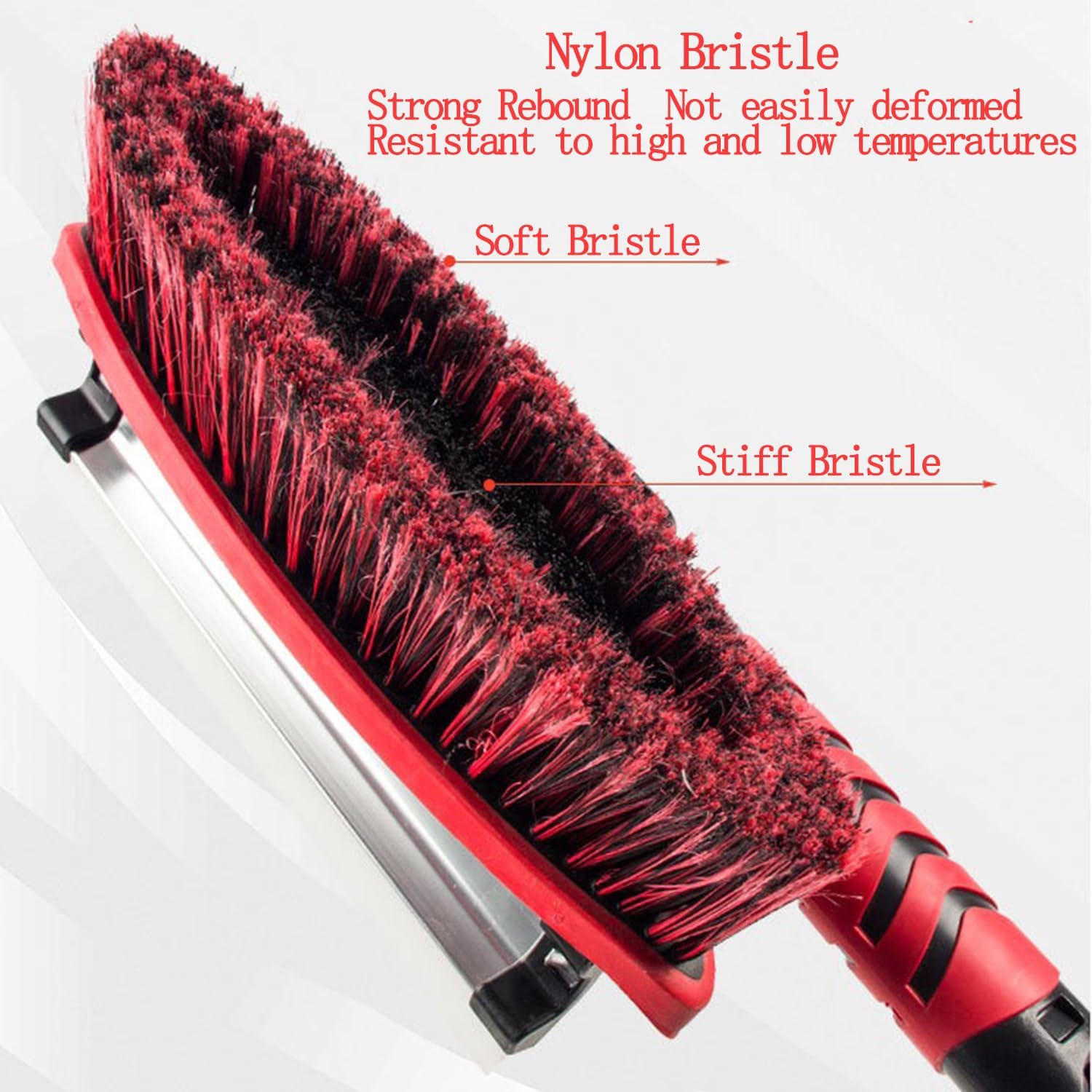 42" Car Snow Brush & Ice Scraper Red Snow Brush for Car Extendable, Upgraded Heavy Duty Pivoting Snow Broom for SUV Trucks Windshield Snow Cleaning