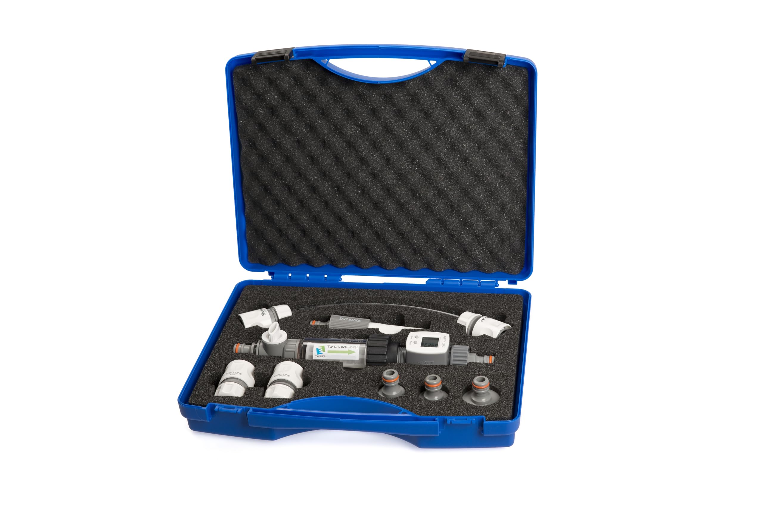 Original Wasserkoffer mit Befüllfilter, Wasseruhr für Camping, Wohnmobil, Caravan, Wohnwagen, Boot, nur 960 Gramm