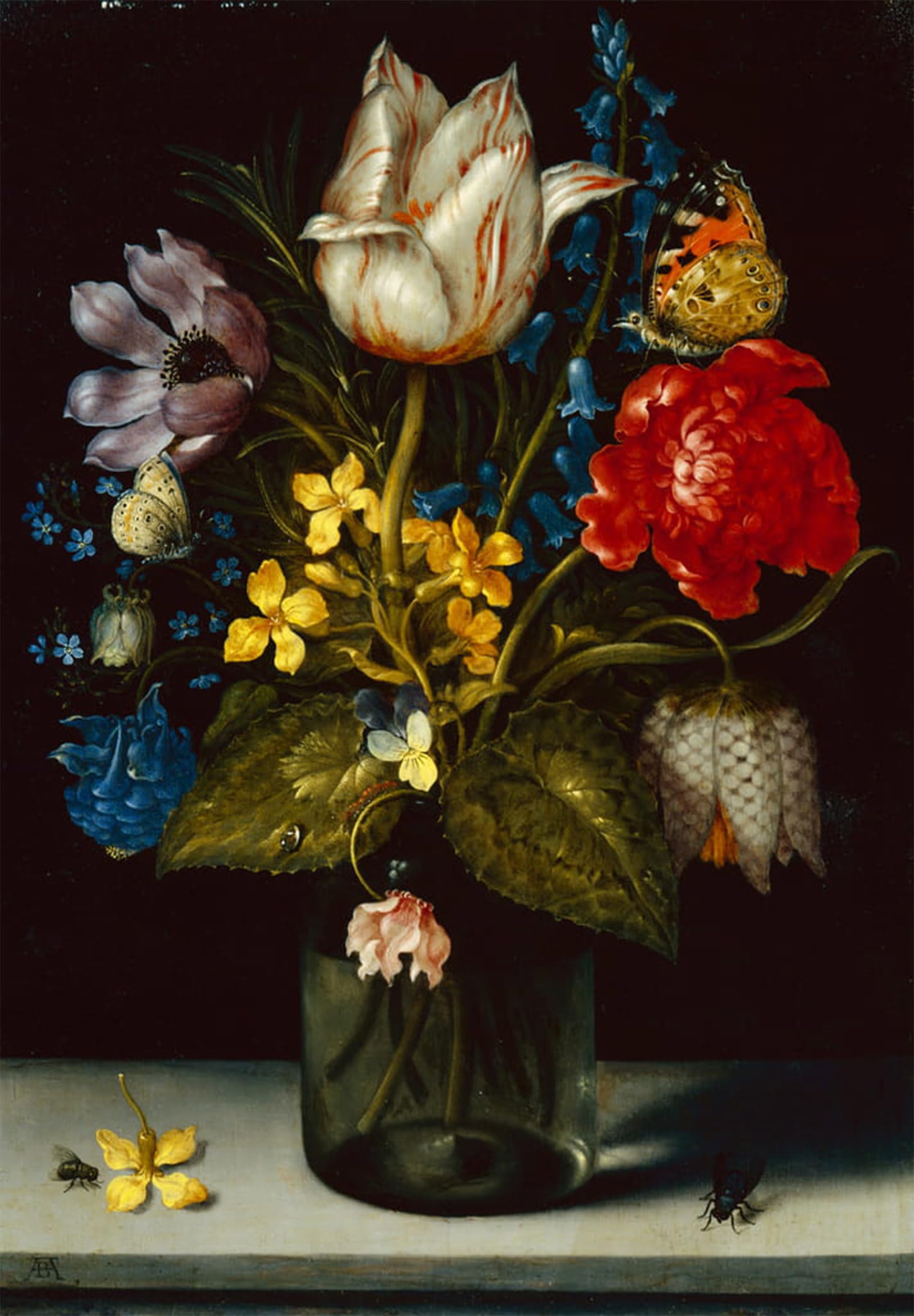 ARTXLXXBN Famous Art Print Poster Vintage Wall Art Bouquet of Flowers by Ambrosius the Elder Bosschaert Canvas Art Poster for Home Decor 60x90cm