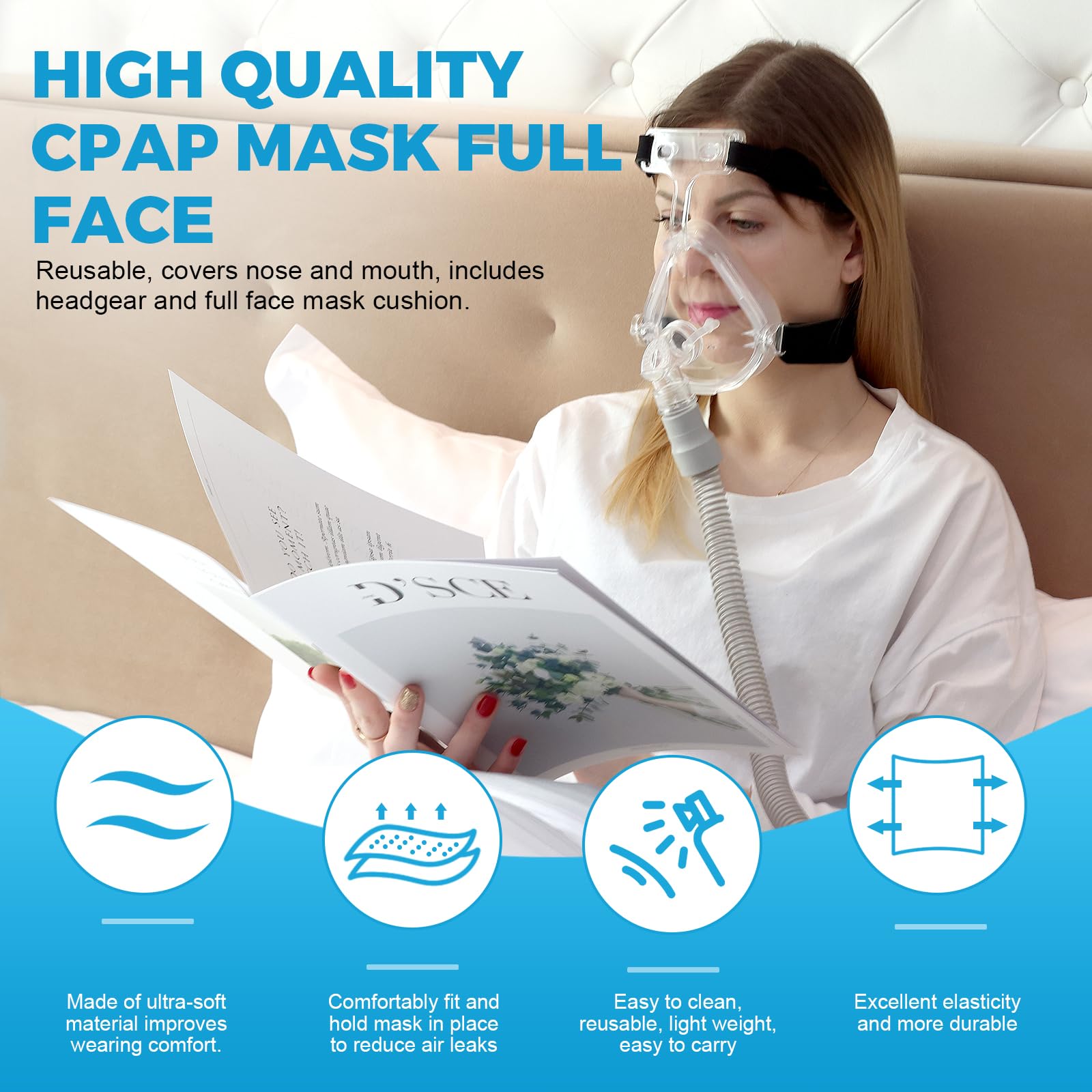 CPAP Masks Full Face — CPAP Replacement Accessories Covers Nose and