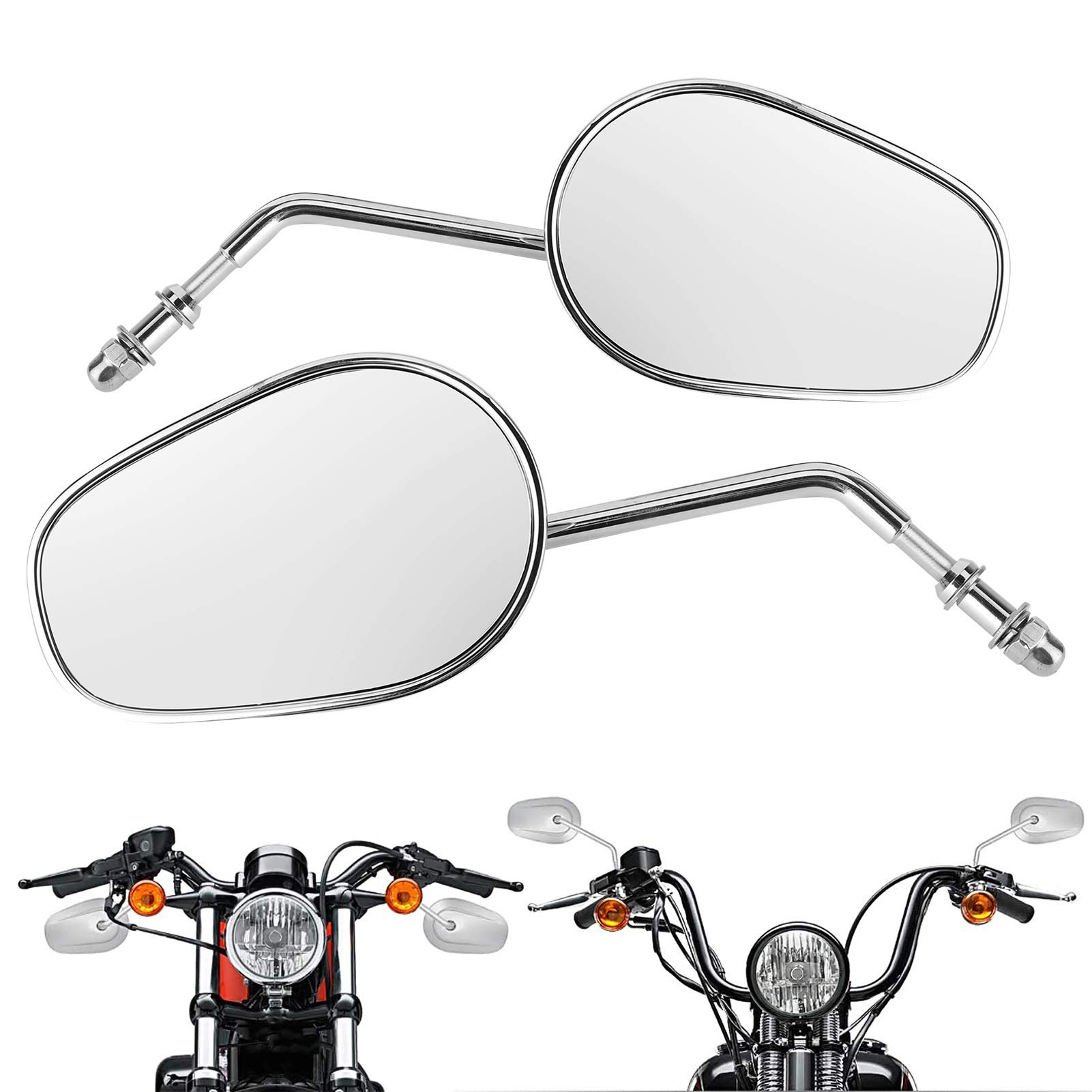 Lusterka wsteczne motocykla Trwałe, szerokokątne, regulowane lusterka na końcu kierownicy dla Touring Glide Fatboy 883 1200 Srebrne aluminium Szkło Para obrotu o 360 stopni