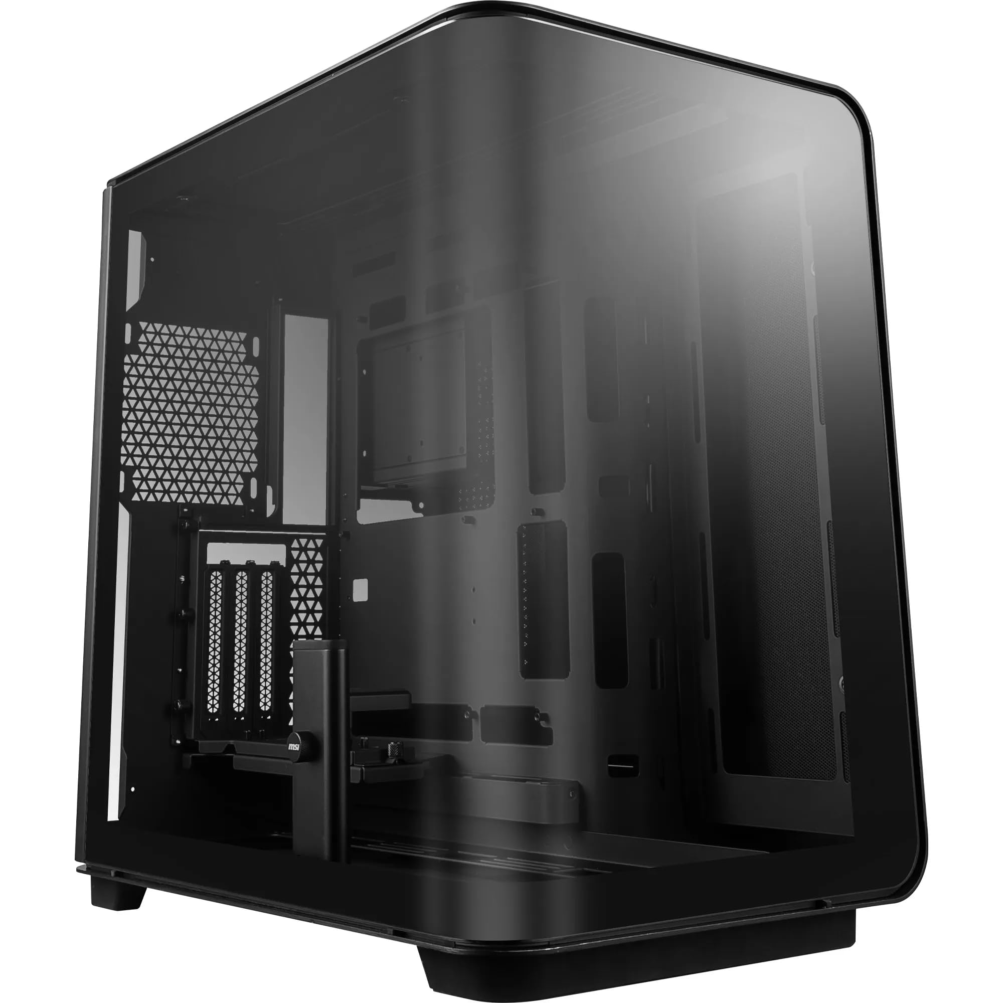 MSI MEG MAESTRO 700L PZ Mid-Tower PC Case, E-ATX,Vertical GPU Bracket&PCIe 4.0 riser cable,Graphics Card Stand, Dual chamber,single piece 270 degrees curved tempered glass panel - Black