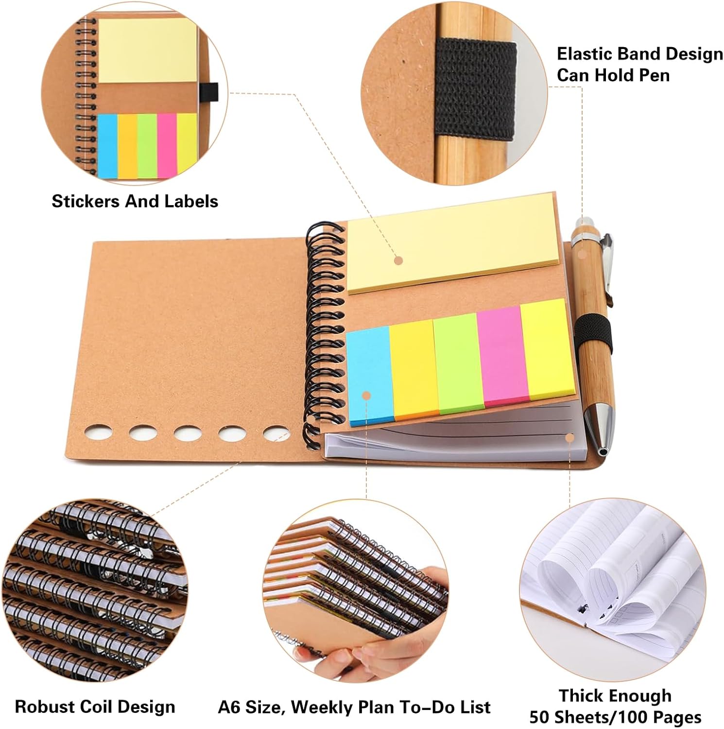 20 Sets Employee Appreciation Gifts Bulk – Inspirational Notebooks and Bamboo Pens Set, Motivational Spiral Notepads with Sticky Notes, Thank You Gifts for Coworker, Team, Teacher, Nurse & Volunteer
