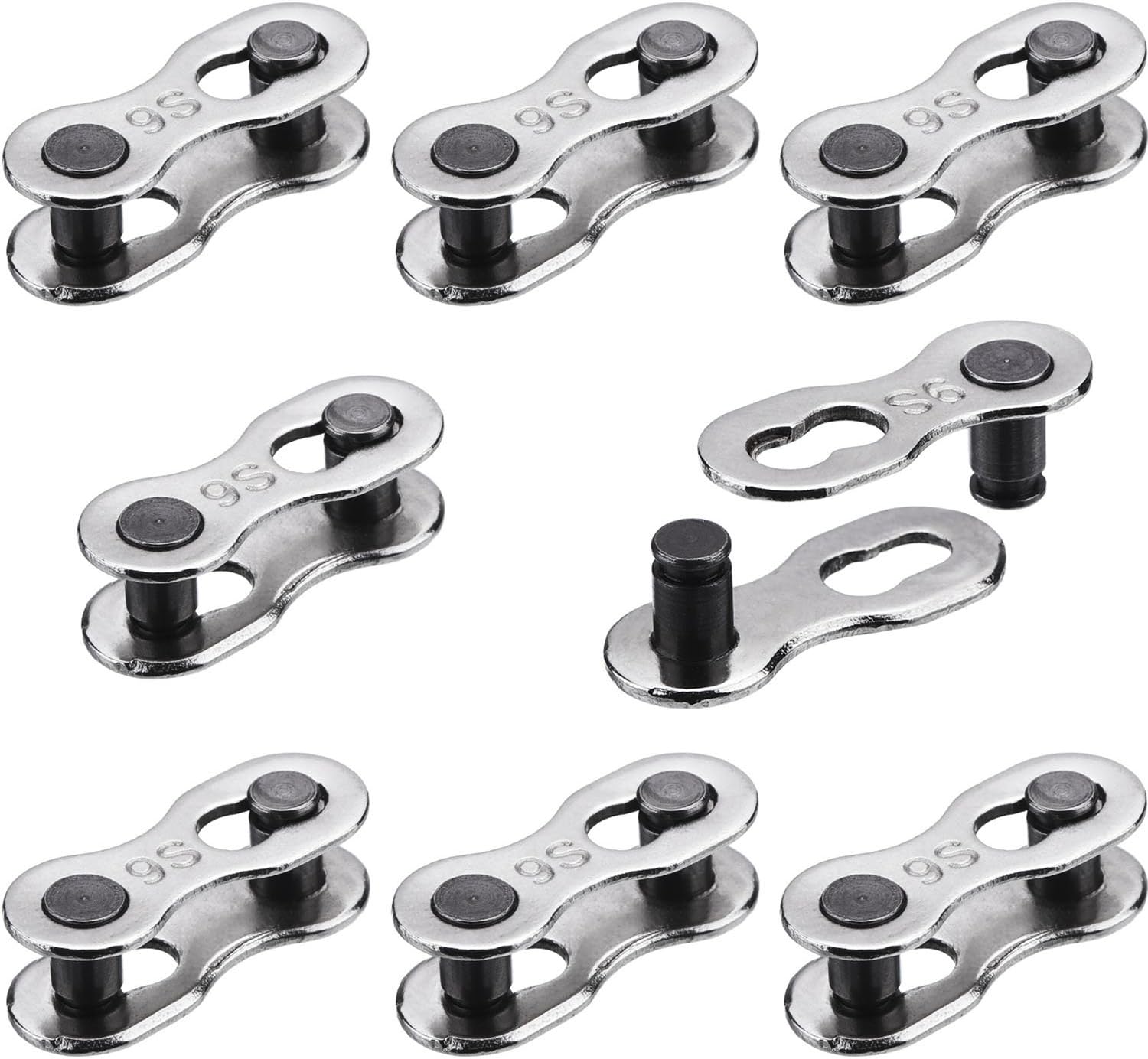 Hotop8 Pairs Bicycle Missing Link for 6, 7, 8, 9, 10 Speed Chain, Silver, Reusable (9 Speed)