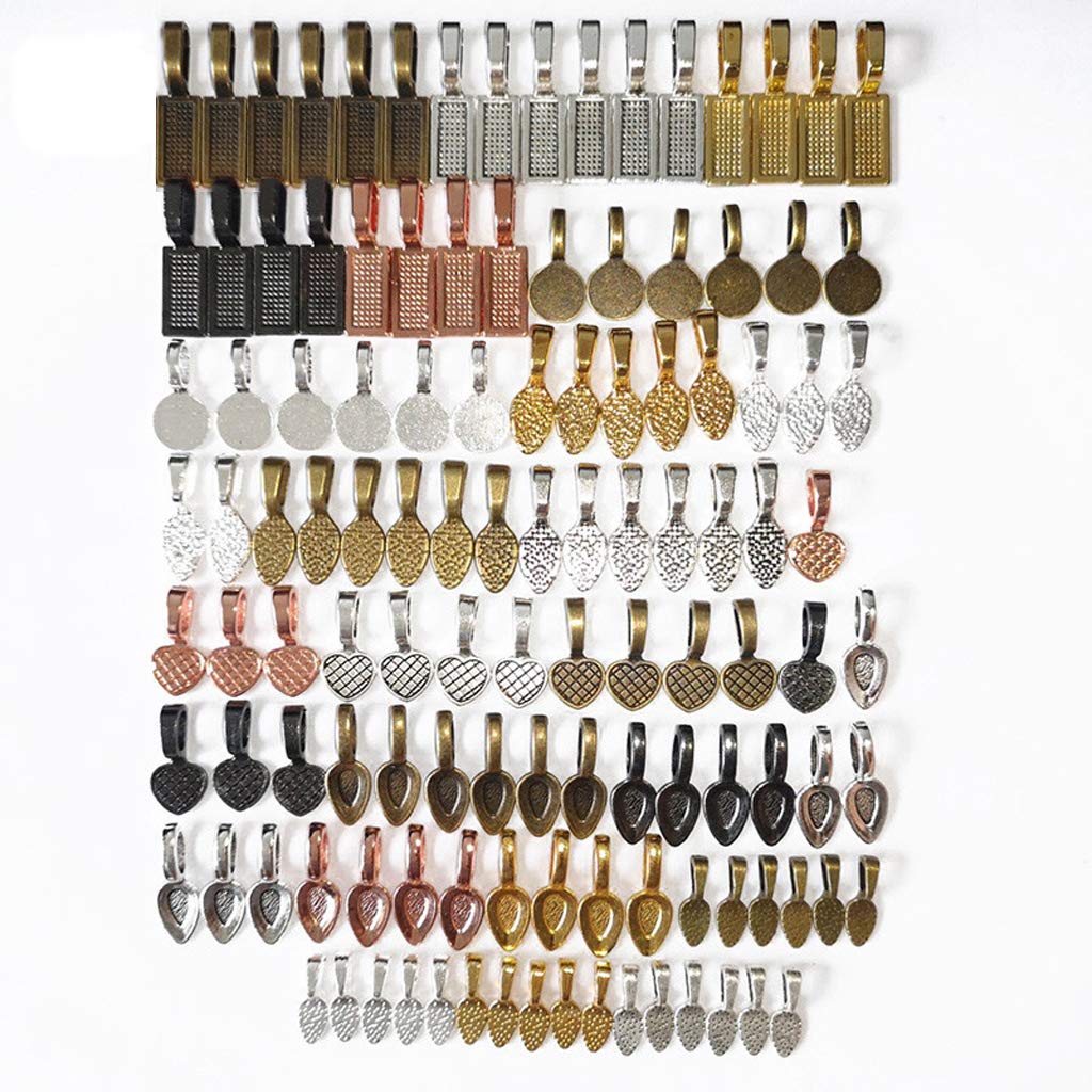 120Pcs Assorted Spoon On Bail for Earring Necklace Pendant Bails for Fitting Glass Tiles Jewelry Making Pendant Bails