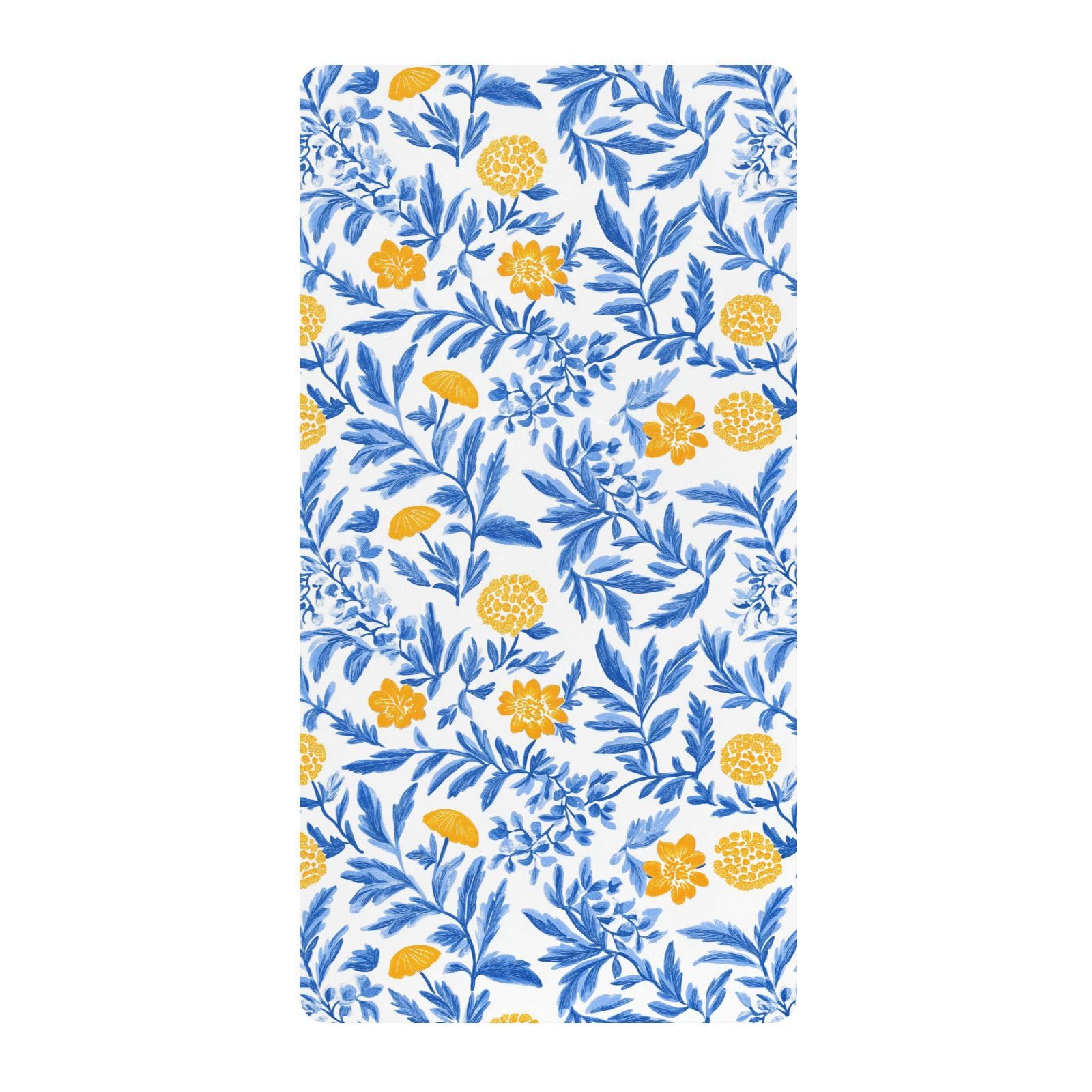 Drap de berceau floral bleu et jaune pour la chambre de bébé