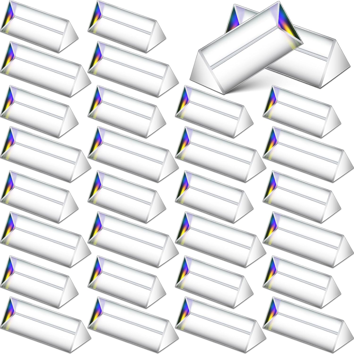 24 Pack Clear Triangular Prisms Bulk 2. 5 Inch Crystal Optical Prisms Glass Physics Teaching Refracted Light Spectrum Rainbow Light Photography Props