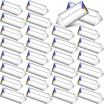 SiliFine 24 Pack 2.5 Inch 4 Inch Clear Triangular Glass Prisms Bulk