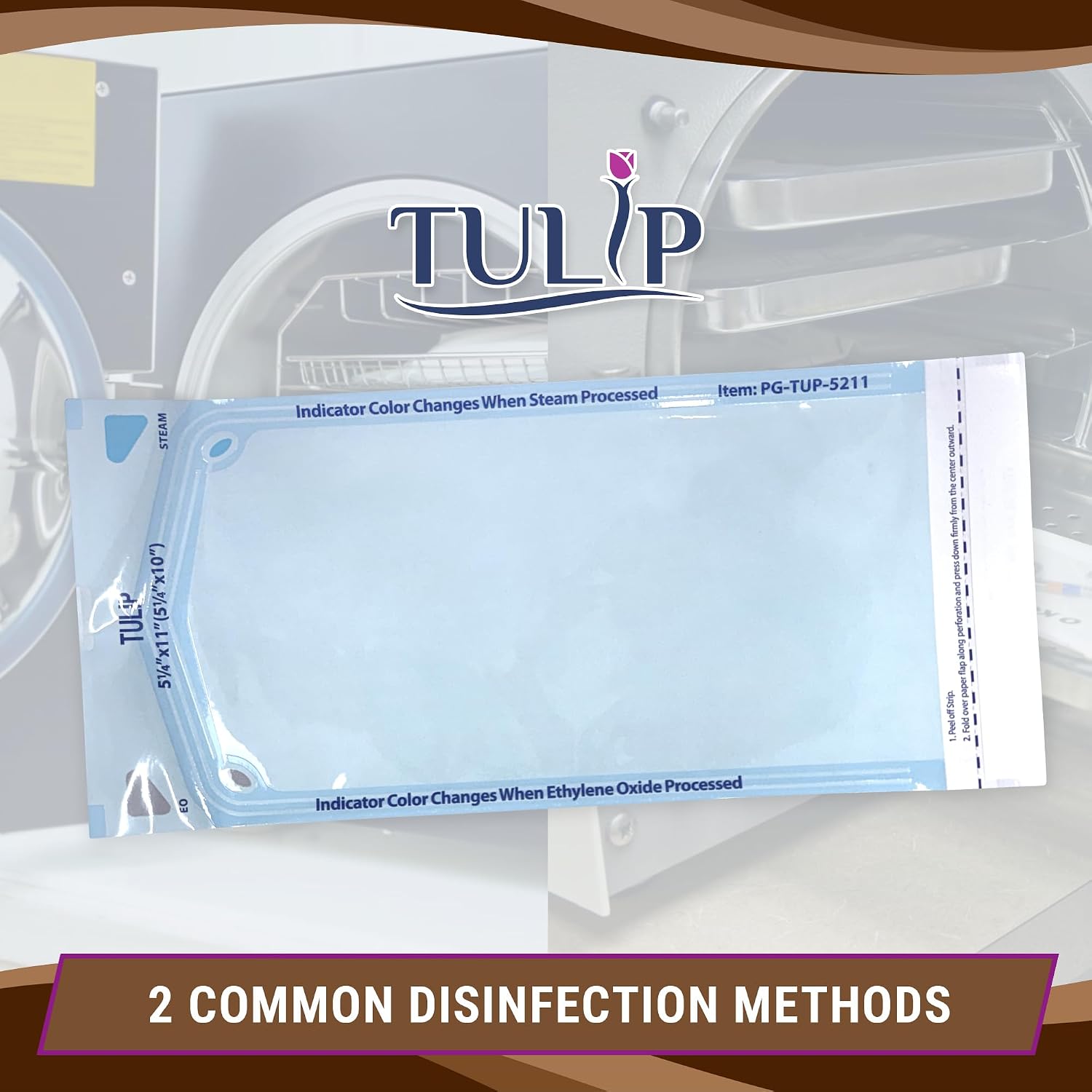 Self Sealing Sterilization Pouch 5.25" x 10" (200 Pack) - Autoclave Sterilizer Bags for Clean Tools - Dental and Nail Sanitizer Packets by Tulip