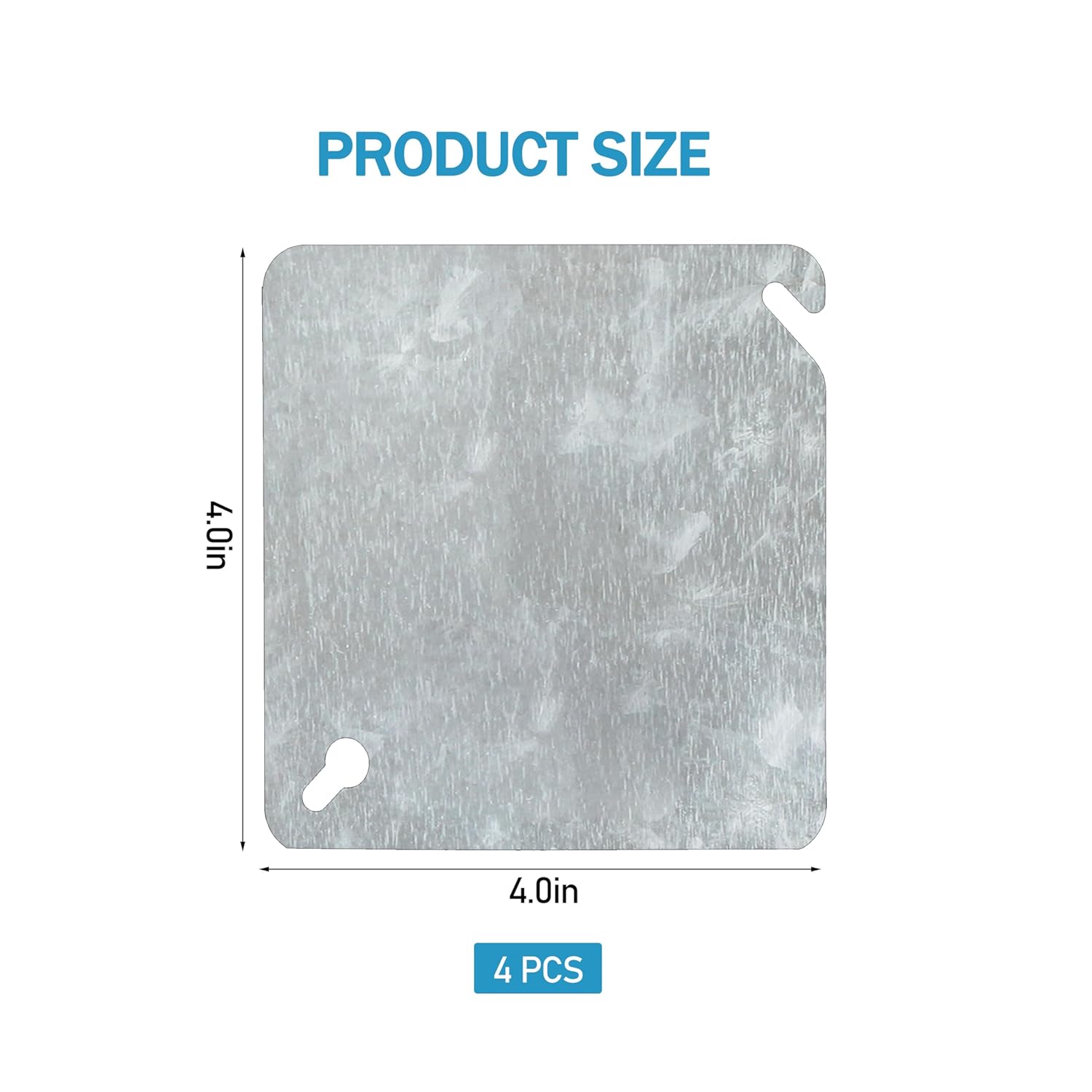 Metal Electrical Box Cover Plates,Electric Junction Box Cover,4 Inch Square Flat Blank Electric Box Panel,Solid Cold Rolled Steel Outlet Box Cover for 4x4Inch Square Box(4 Pack)