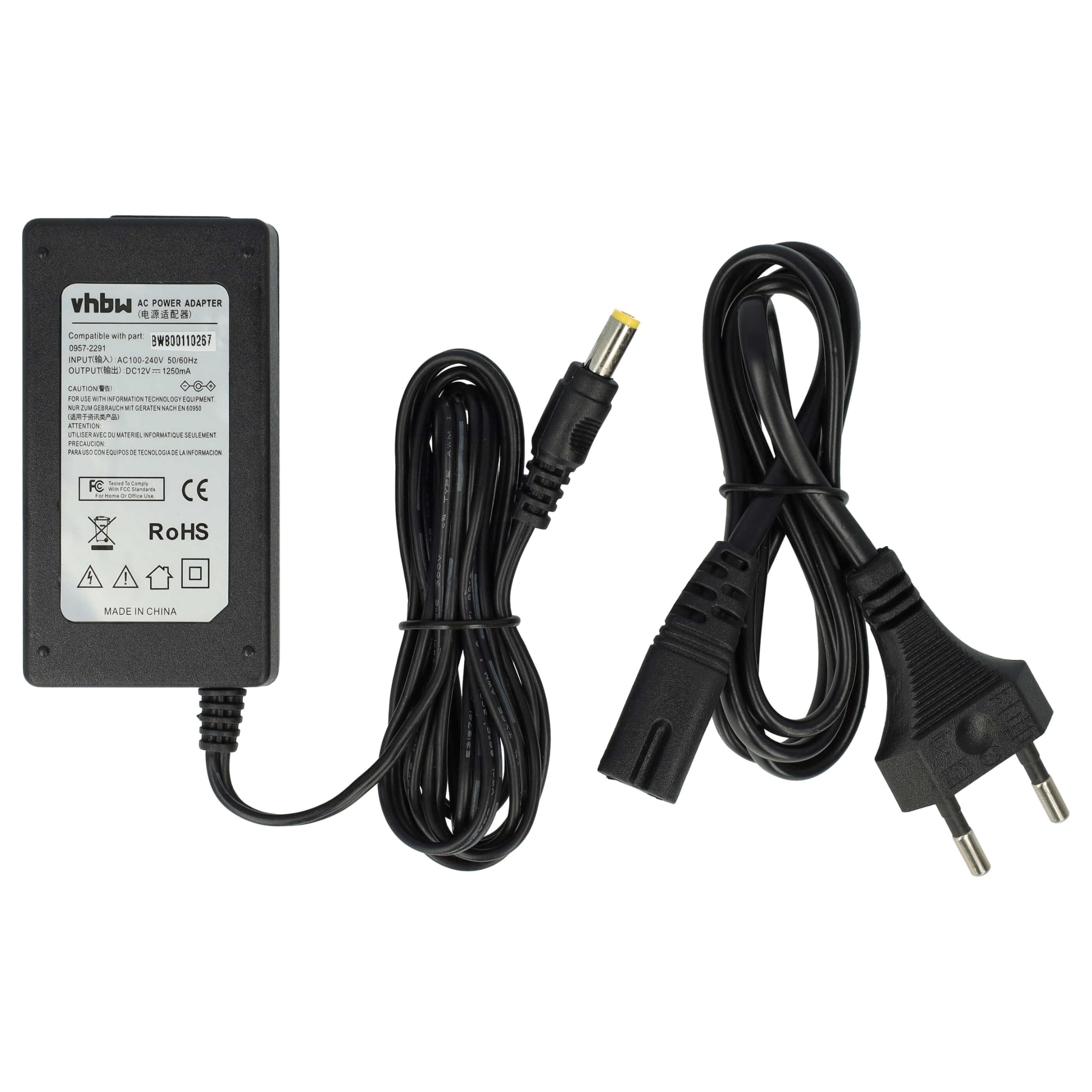 Vhbw Alimentatore Compatibile Per HP Scanjet - 12V / 1.25A, 200 Cm, Spina Europea, Sostituisce 0957-2291 - 2