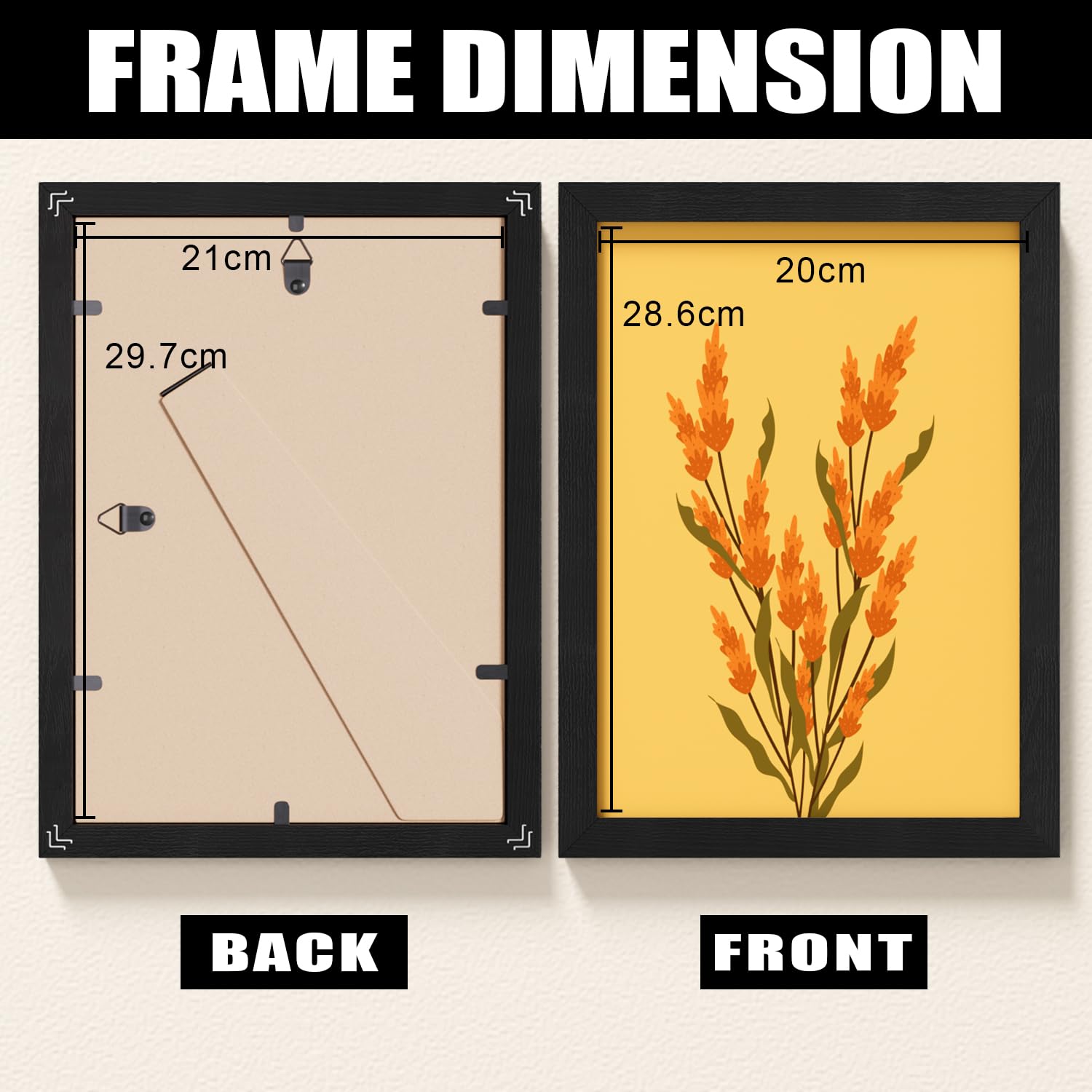 Hiyzaun Real Glass A4 Picture Frames, Pack of 3 Black A4 Frame with Mount, 21x29.7cm Photo Frames for Standing or Mounting - Image 2