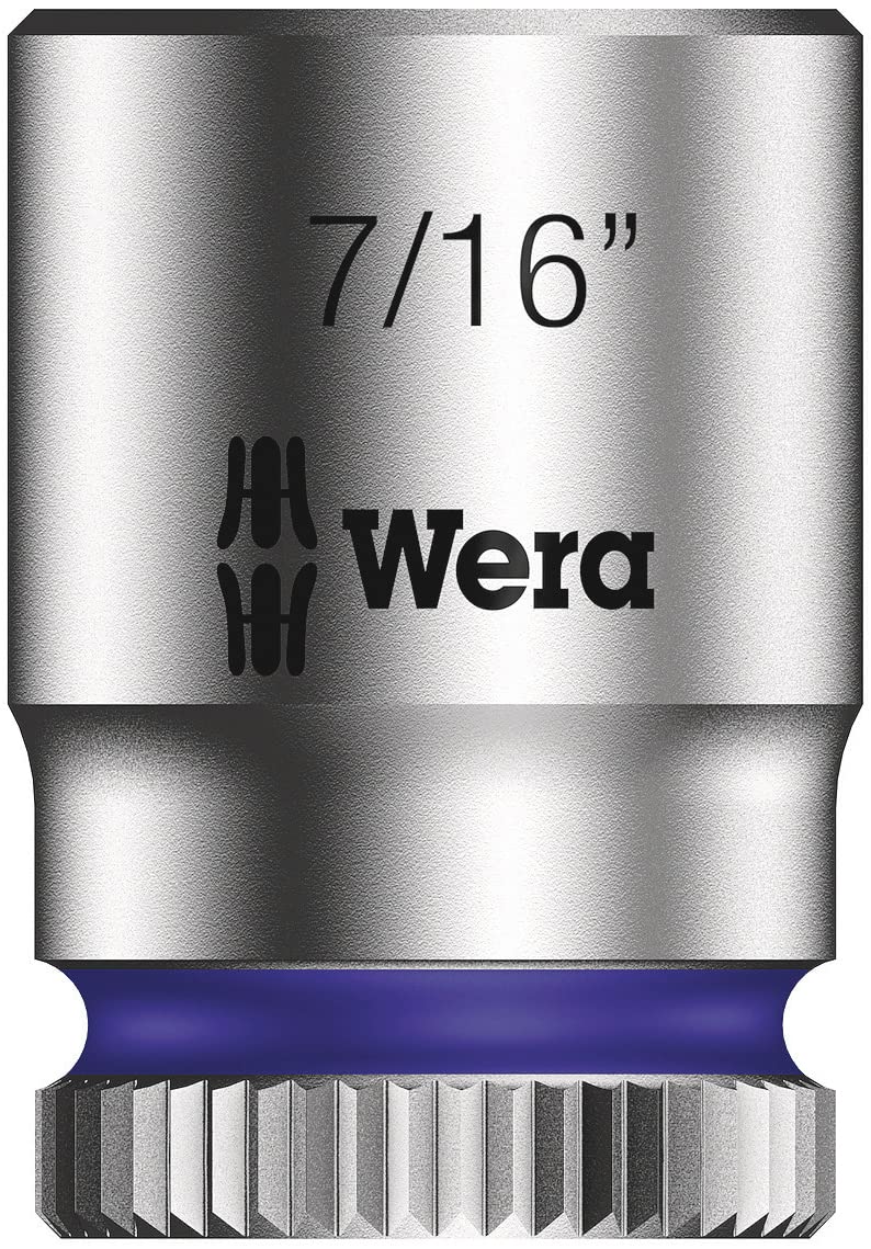 Wera 05005420001 Juego de llaves de vaso Zyklop en tira magnética A Imperial 1, arrastre de 1/4", en pulgadas, 9 piezas, Negro