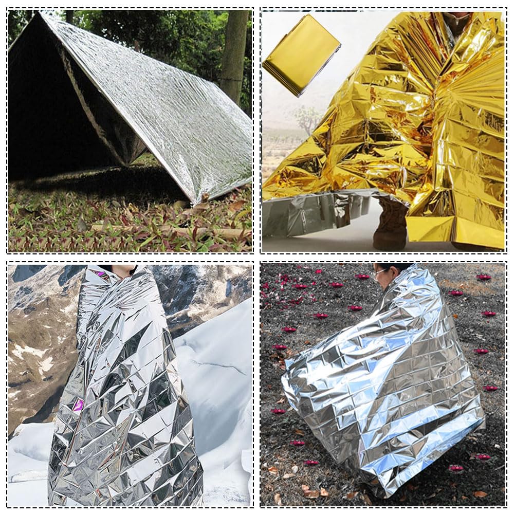 6 Stück Rettungsdecke, 210 X 160cm Rettungsdecke Gold Silber für Notfälle, Rettungsdecke Extra Stark, Rettungsdecken, Notfalldecke, Erste Hilfe Decke Für Erste Hilfe Wandern & Camping Und Outdoor