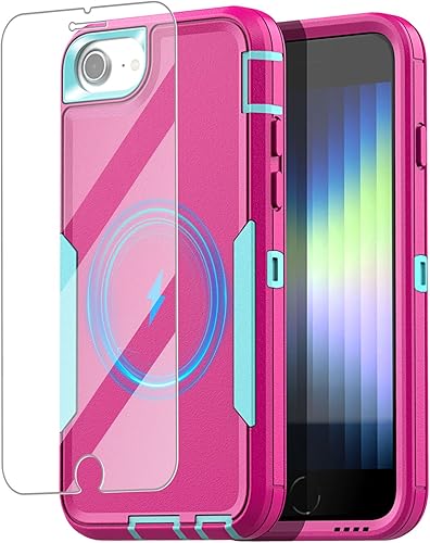 AICase Magnetic Case for iPhone SE 2022/3rd/2020/8/7/6,Heavy Duty 2-Layer Durabl