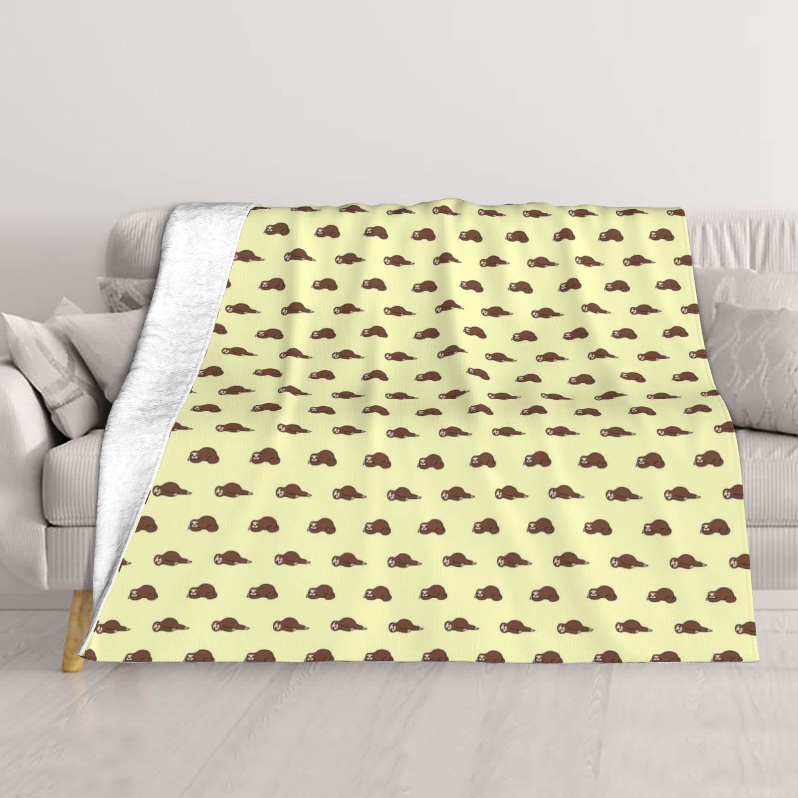 Couverture en peluche imprimé paresseux plaid cocooning idéal pour le camping