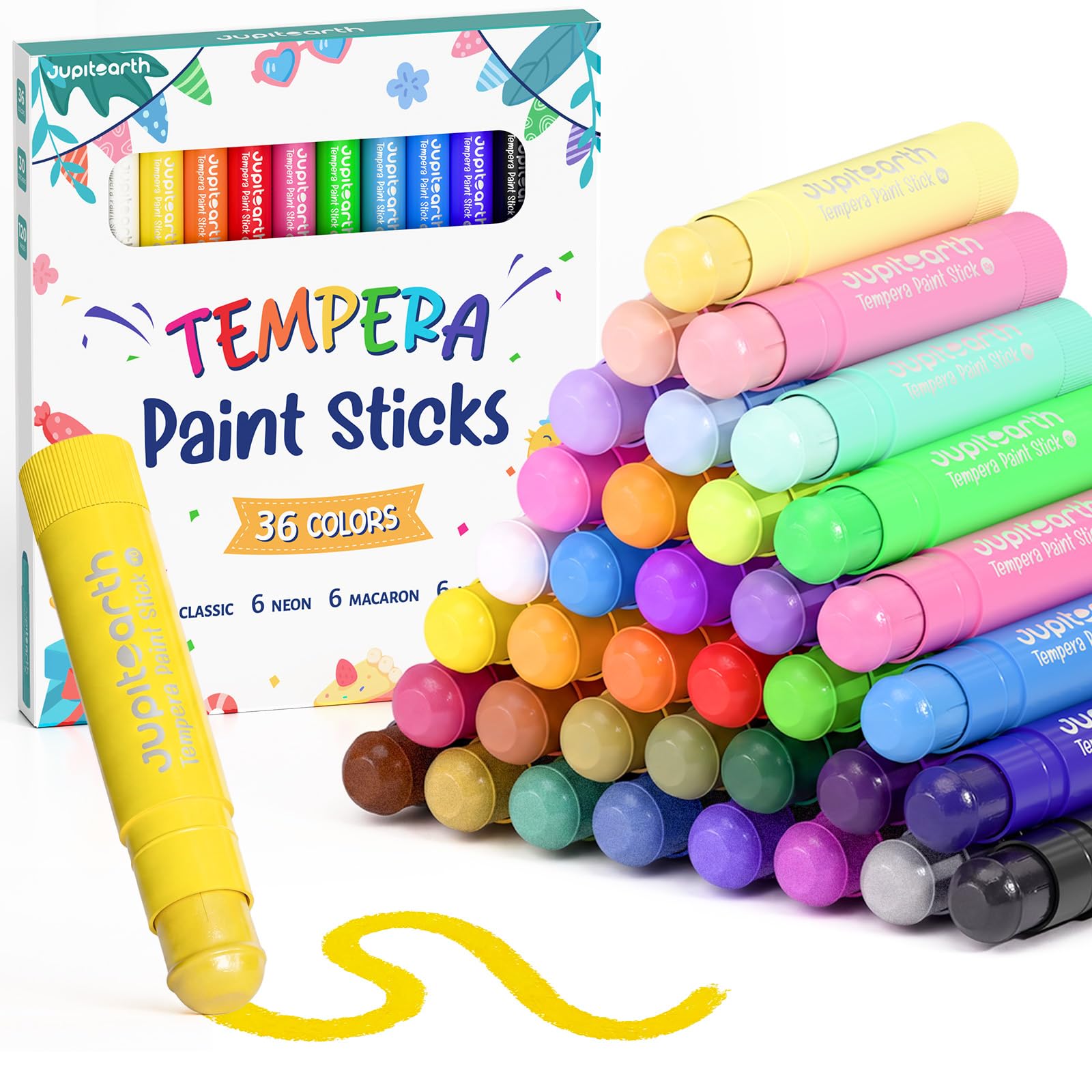 JUPITEARTH Paint Sticks - 36 Colors for Kids -1