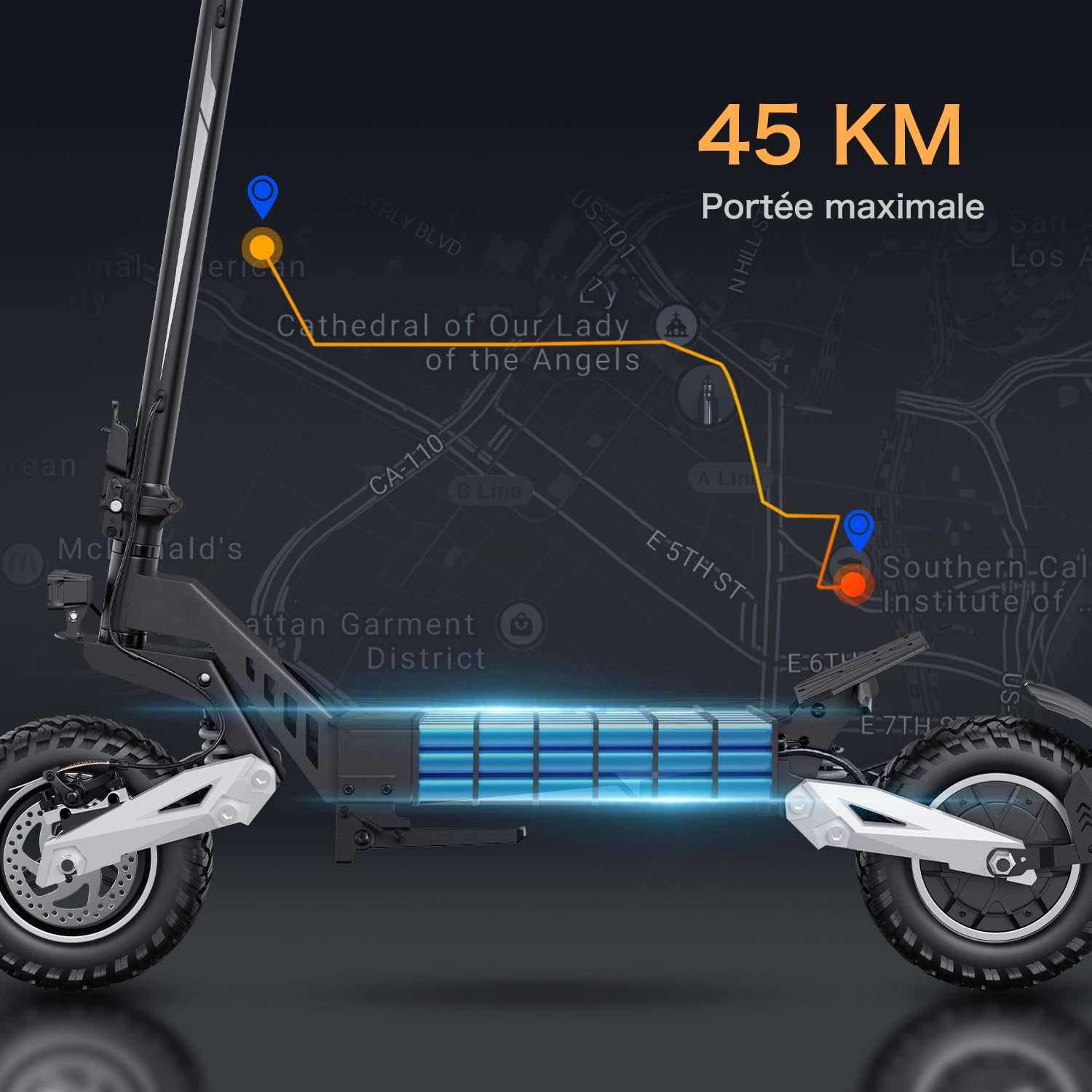 RAYI T10 Trottinette Électrique Adulte Puissante 500W, 48V 13.5Ah, 35-49km Autonomie, 11" Tout Terrain, Pliable, Freins à Disque, IP54
