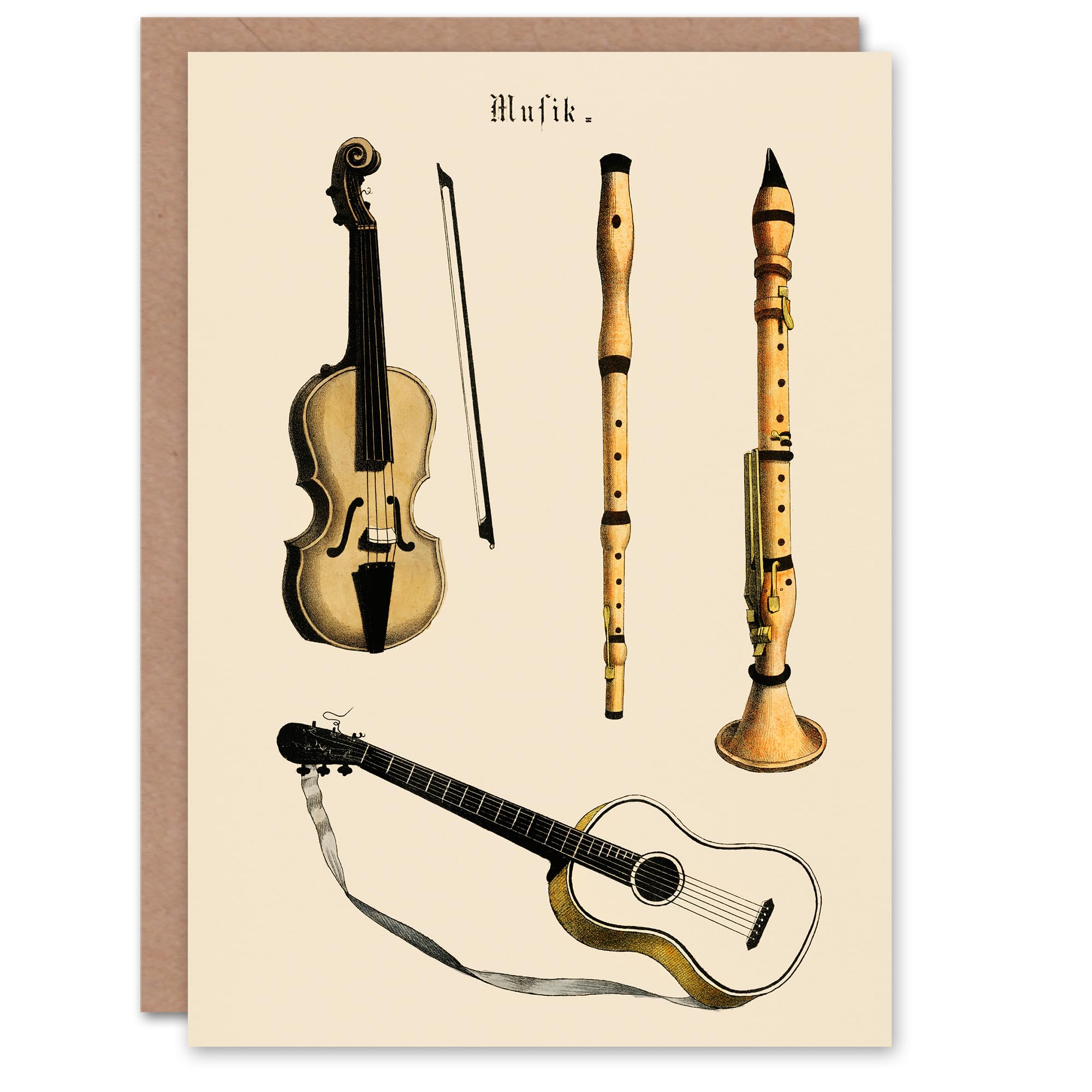 Artery8 Musical Instruments Art Card Violin Guitar and Flutes