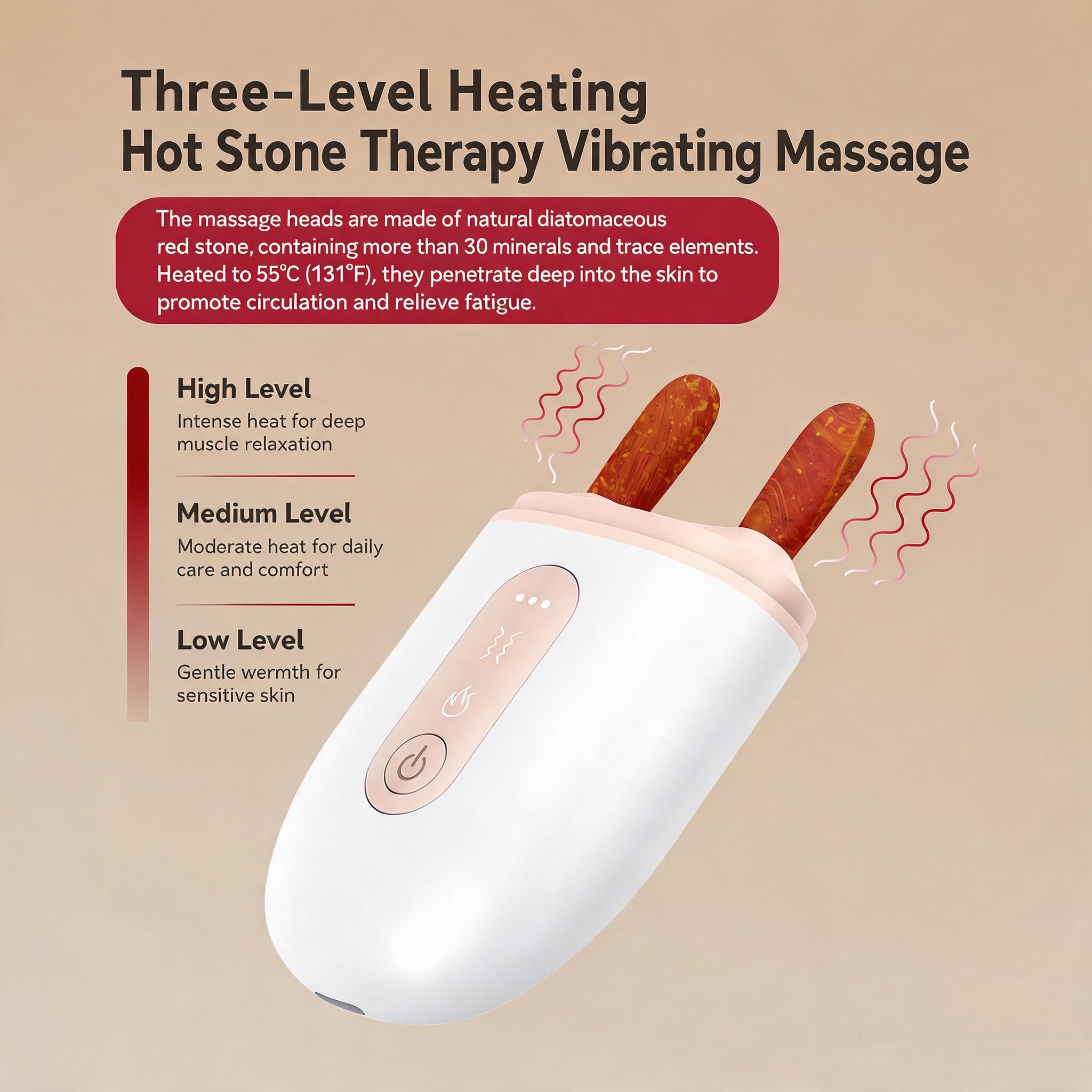 Massaggiatore elettrico naturale per occhi e naso, strumento di sollevamento del viso riscaldato a 3 livelli con temperatura regolabile da 45 a 55 ℃, Gua Sha manuale ergonomico per mascella a V