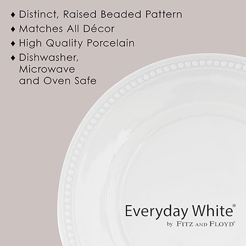Vista 6 de Everyday White by Fitz and Floyd, juego de vajilla de 16 piezas con cuentas, servicio para 4