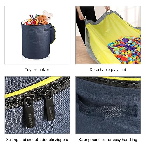 Miniatura 6 de LANDICI Organizador de almacenamiento de juguetes, caja de juguetes con tapete de juego, cesta organizadora de juguetes plegable, almacenamiento de