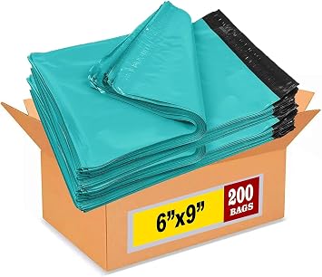 iMBAPrice 200-Pack Poly Mailers 6x9 Inch Small #1 Teal Color Poly Mailing Shipping Envelopes Bags, Self Seal Adhesive Waterproof and Tear Proof Total 200 Bags