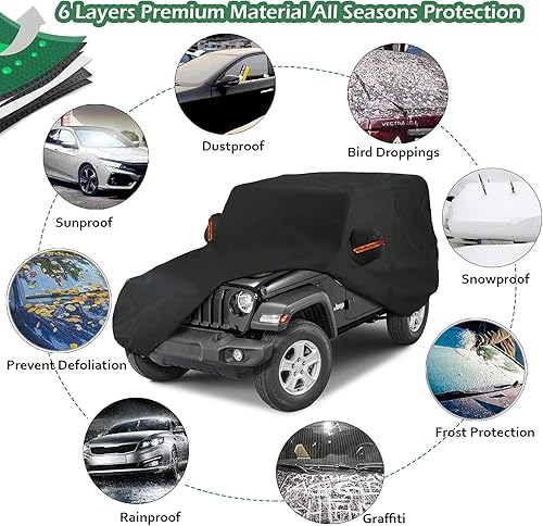 Miniatura 7 de Big Ant Funda para coche, 6 capas, 100% impermeable, para SUV para 4 puertas, Wrangler CJ, YJ, TJ y JK, cubierta de protección para todo tipo de