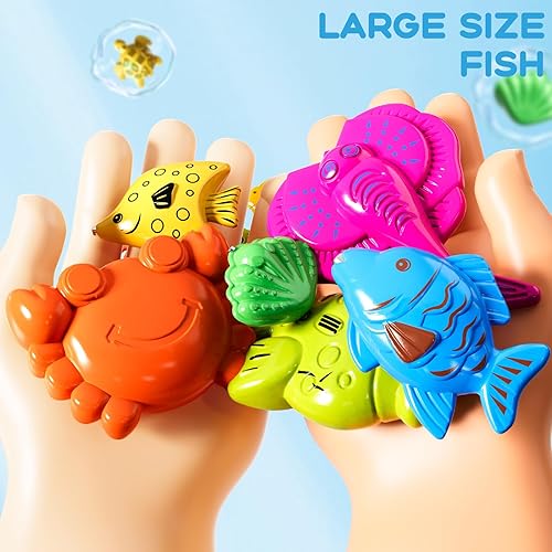 Miniatura 3 de Juego magnético de juguetes de pesca para niños pequeños de 3 a 5 4 a 8 años, mesa de agua de pesca con poste inflable para piscina, red de varilla