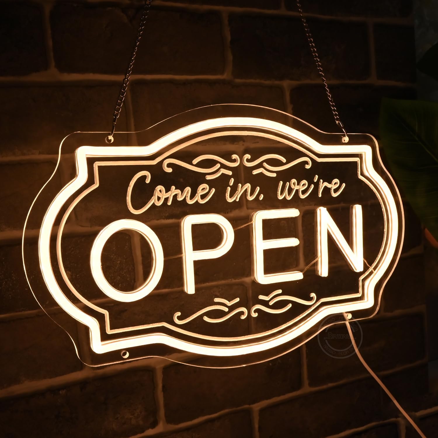 Britrio LED Open Sign for Business Neon Open Sign for Beer Bar Pub Cafe Restaurants Barber Shops Salons Tattoo Studios Club Wall Storefront Window Decor 5V USB Powered with Dimmer Switch Warm White