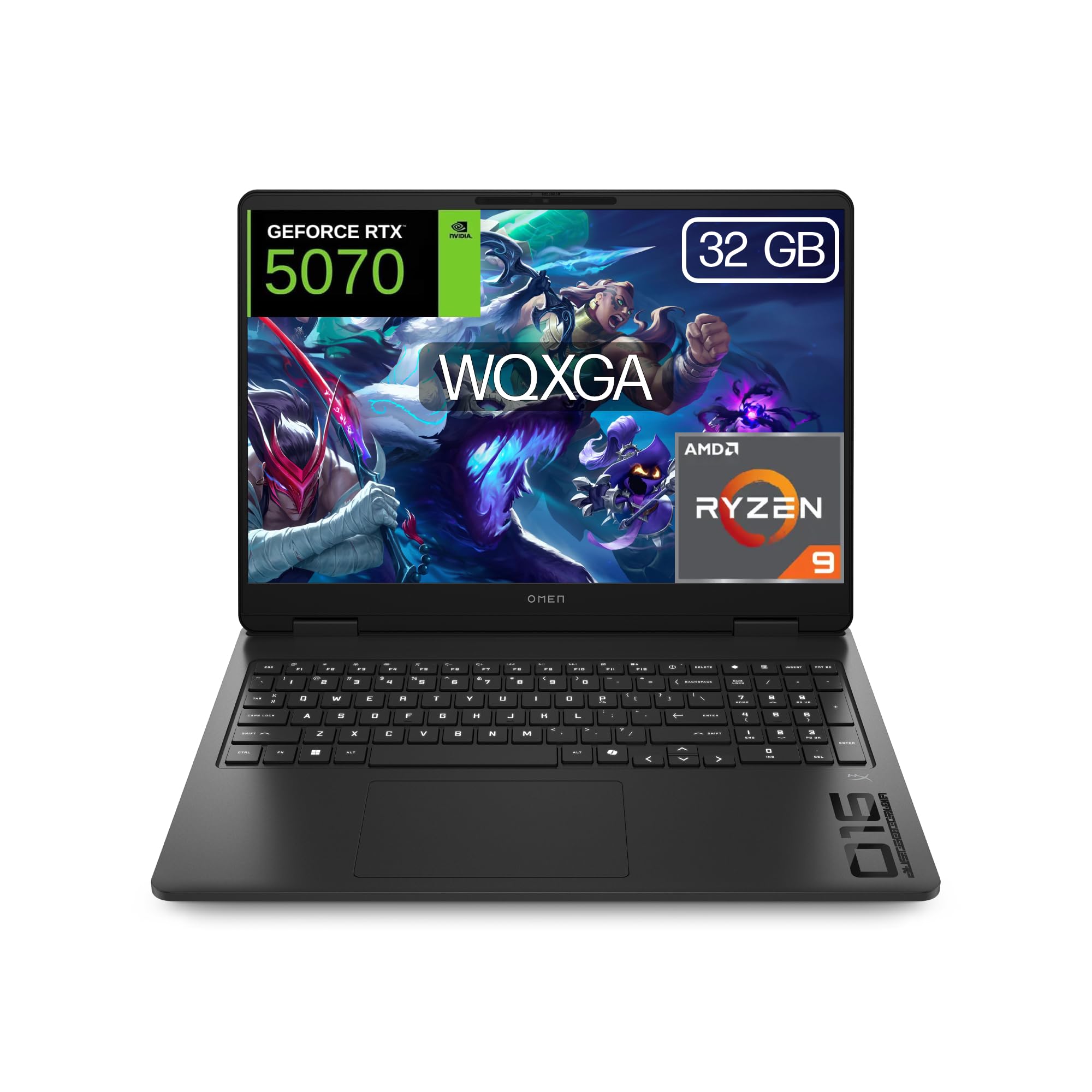 HP OMEN - Ordenador portátil Gaming 16" 2.5K WQXGA (AMD Ryzen 9-8940HX, 32GB RAM, 1TB SSD, NVIDIA RTX 5070, FreeDos) Teclado QWERTY Español - Negro