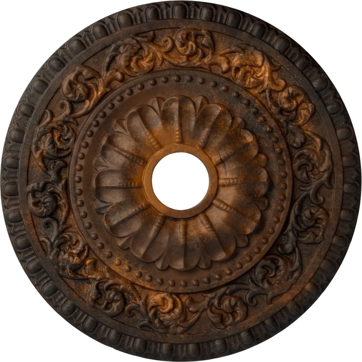 23 1/2"OD x 3 1/2"ID x 2 1/8"P Vaduz Ceiling Medallion (Fits Canopies up to 3 1/2"), Hand-Painted Rust