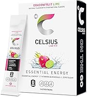 CELSIUS® On-the-Go Powder Sticks Dragonfruit Lime, Essential Energy 2.8 Oz (14 Sticks per Pack)