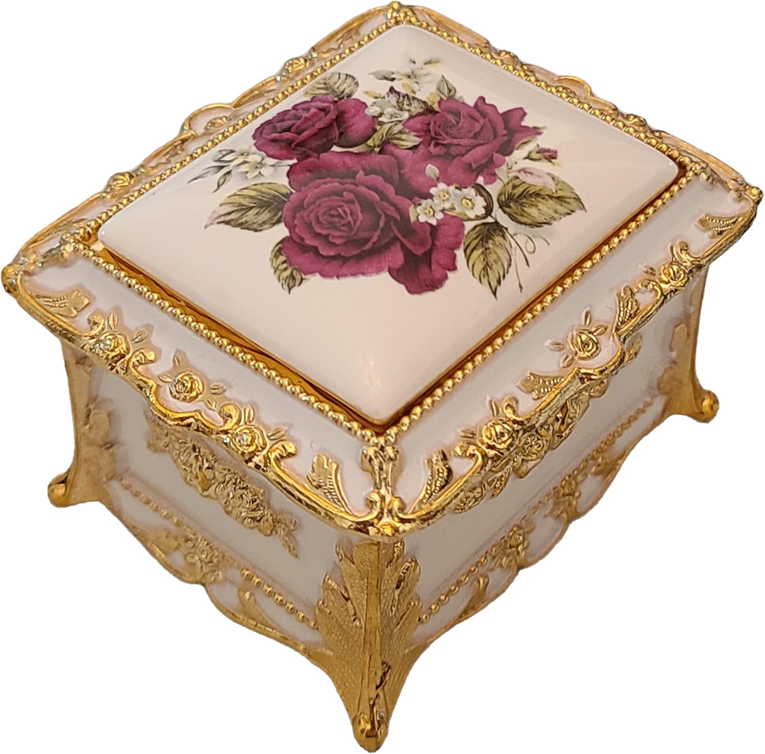 Splendid Floral Music Box/Jewelry Box in Rectangular Shape playing Memory From Cats