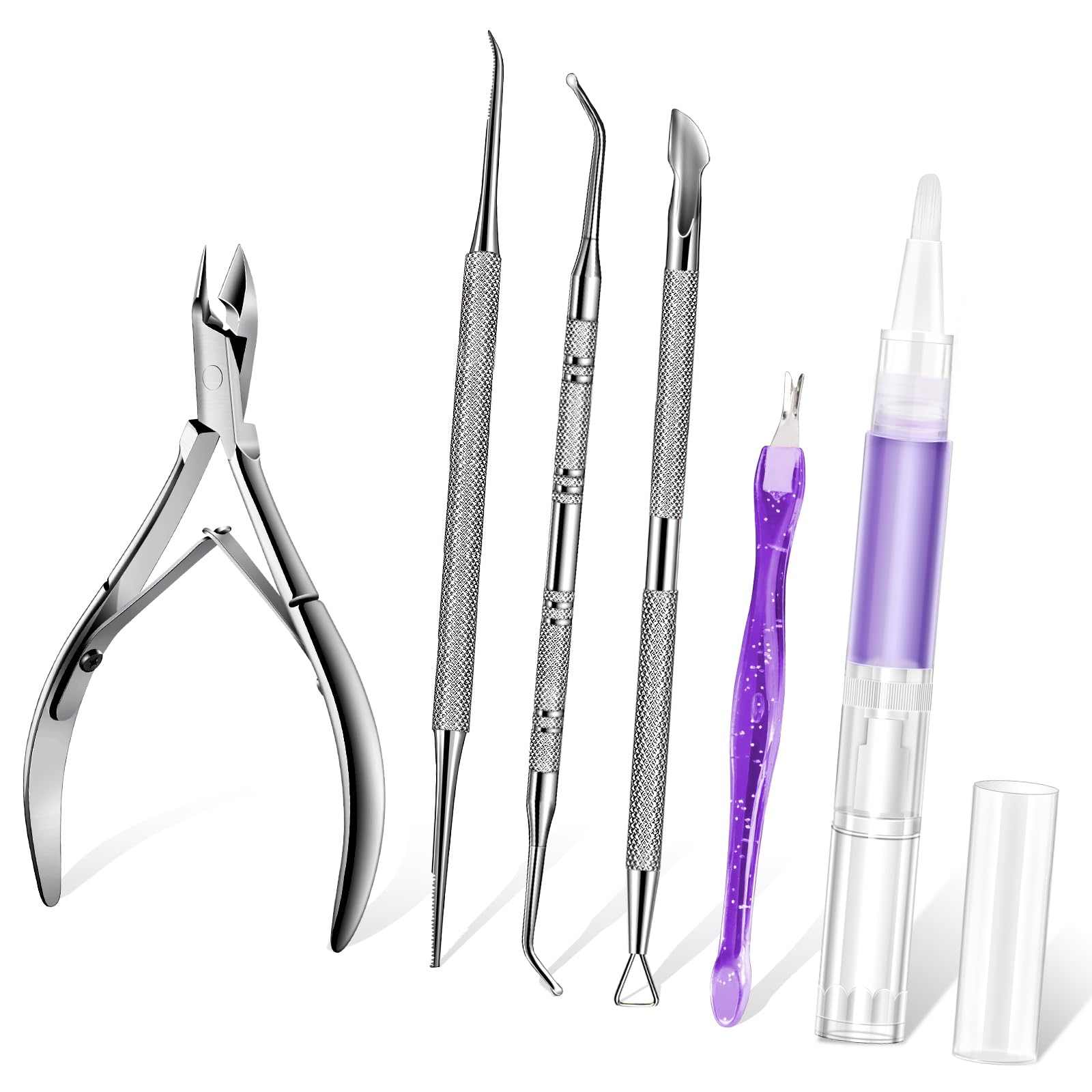 6pcs Cuticle Trimmer set, MORGLES Professional Cuticle Nipper with Cuticle Pusher, Cuticle Oil Pen, Stainless Steel Manicure Pedicure Tools
