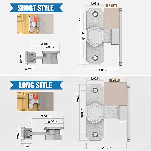 Miniatura 3 de Cerradura de puerta de granero abatible de 90 grados, resistente pestillo de puerta de acero inoxidable 304, cerradura de puerta corredera de