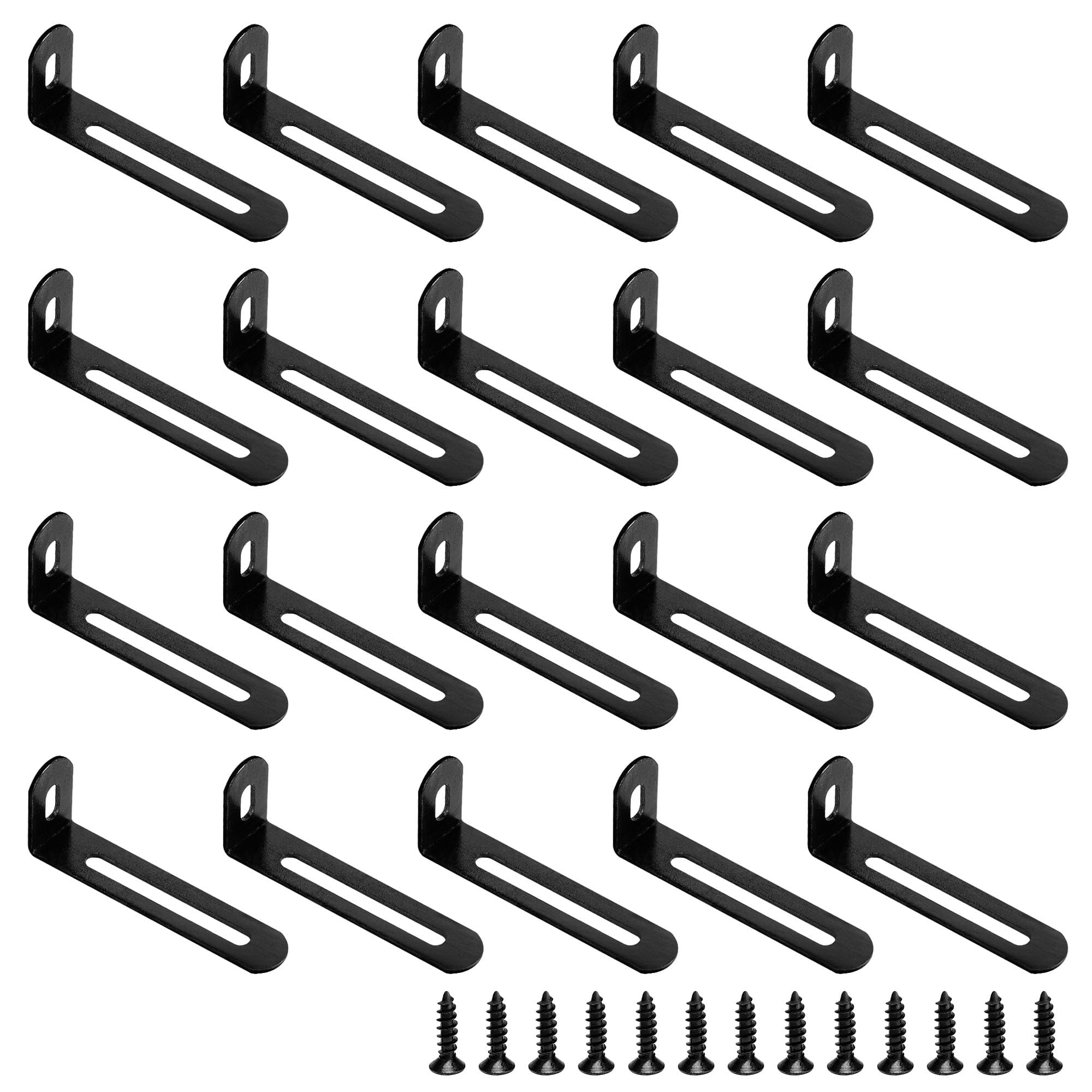 Adjustable Right Angle Brackets Metal L Bracke, Heavy Duty 90 Degree Corner Fastener Brace Support, with 40Pcs Screws, Joint Angle Bracket for Hanging Support, for Wood Furniture Shelves (20 Pairs)