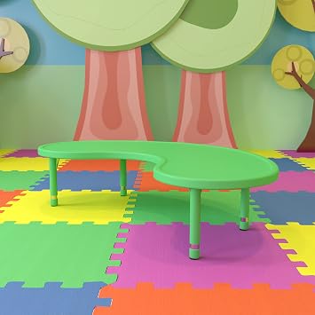 BizChair 35x65 Half-Moon Green Plastic Height Adjustable Activity Table
