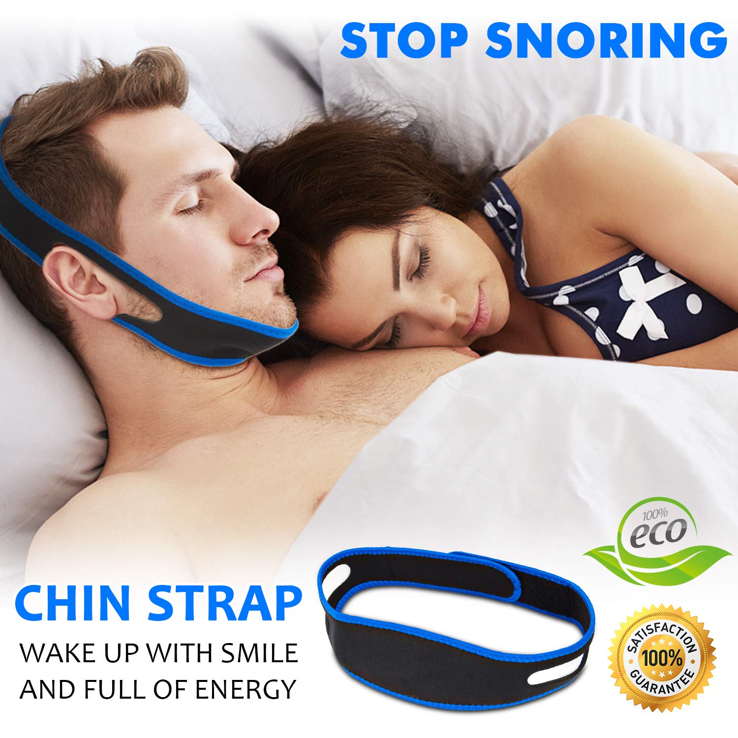 Anti Snoring Chin Strap - Most Effective Snoring Solution Anti Snoring Devices - Stop Snoring Nose Vent Sleep Reducing Aid Belt Chin Strap Relief Mouth Breathers for Men and Women Kids