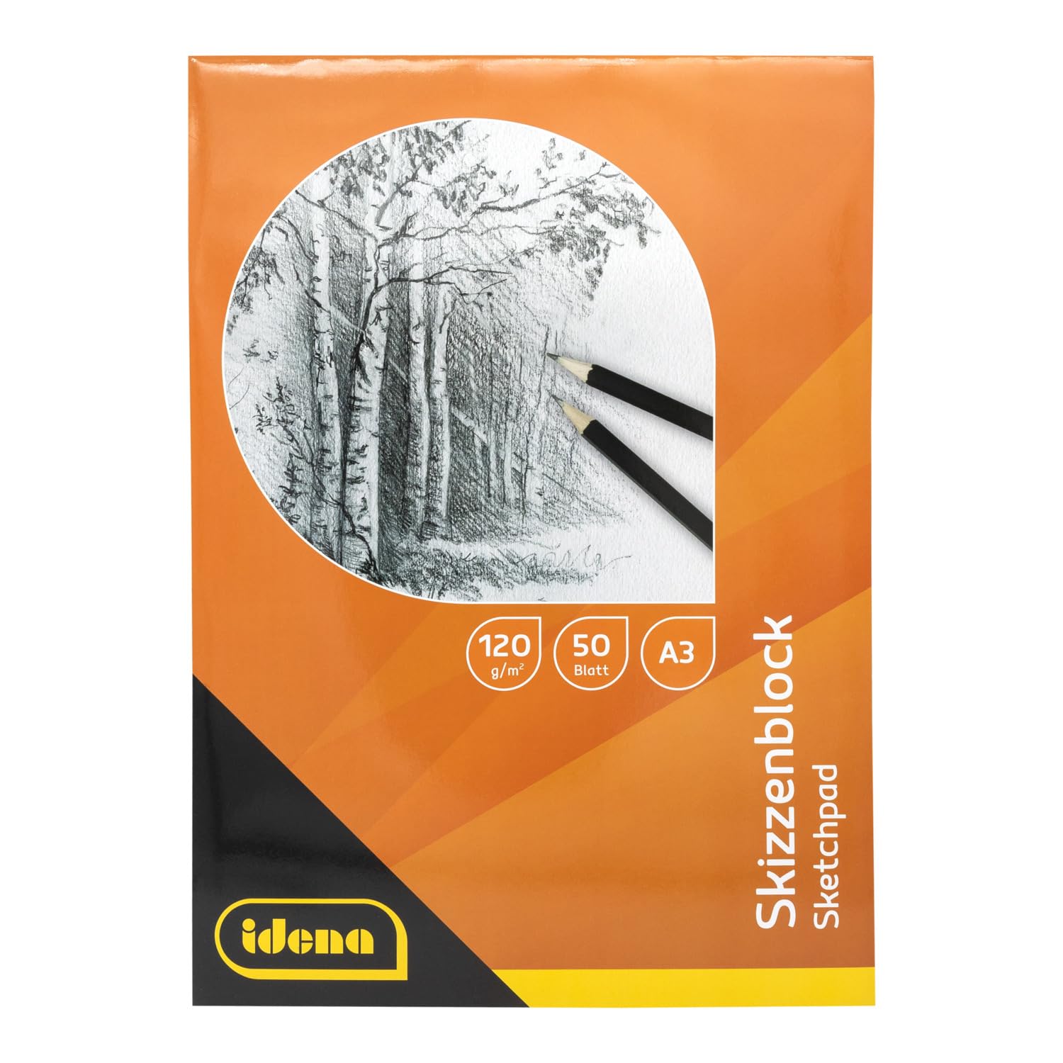 Idena 60066-Cuaderno de Dibujo DIN A3 con 50 Hojas, Libro para Colorear Color Crema, encolado, en Blanco, 120 g/m², FSC-Mix, Papel, Cream