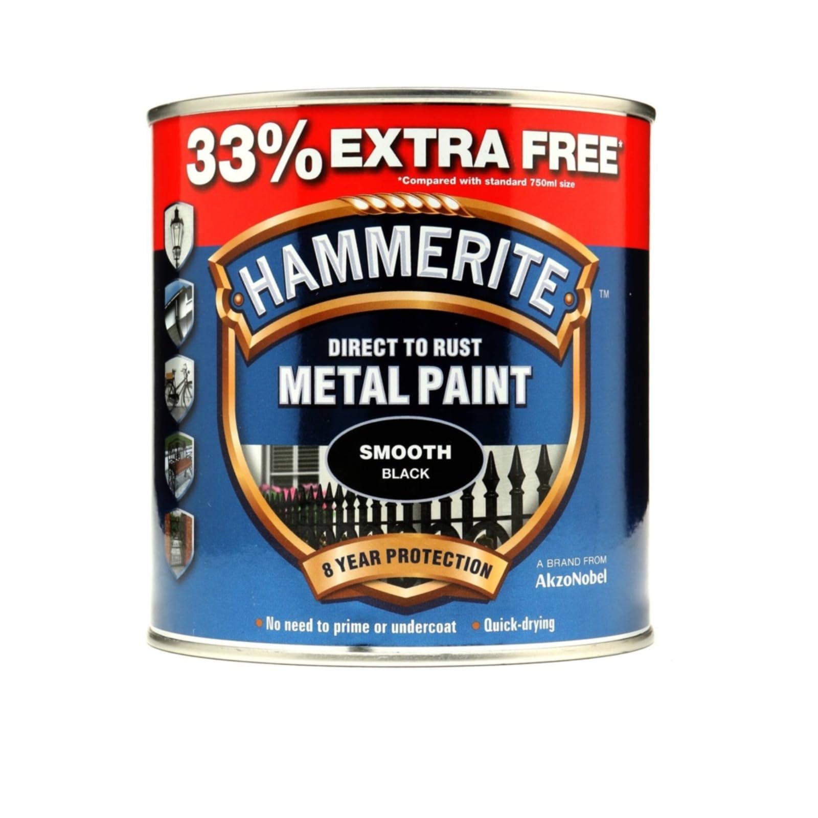 HOCHSTE® Hammerite Metal Smooth Black Paint, Resists Chips, Scratches, And Fading, Quick-Drying, Choice for DIYers And Professionals, Ideal For Gates, Railings, And Furniture, (1kg)