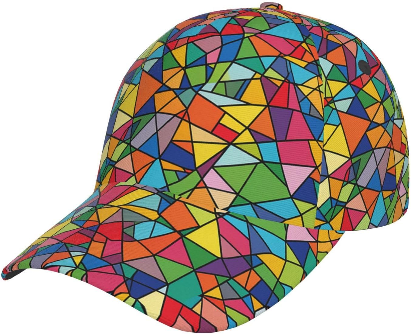 Bright Geometric Shapes Baseball Cap for Men Women Dad Hat Classic Adjustable Trucker Hats Summer Sun Hats Fashion Sports Hats Black