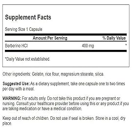Swanson Berberine - Standardized 97% Berberine HCl- 400mg Each - 60 Capsules 2 Bottles