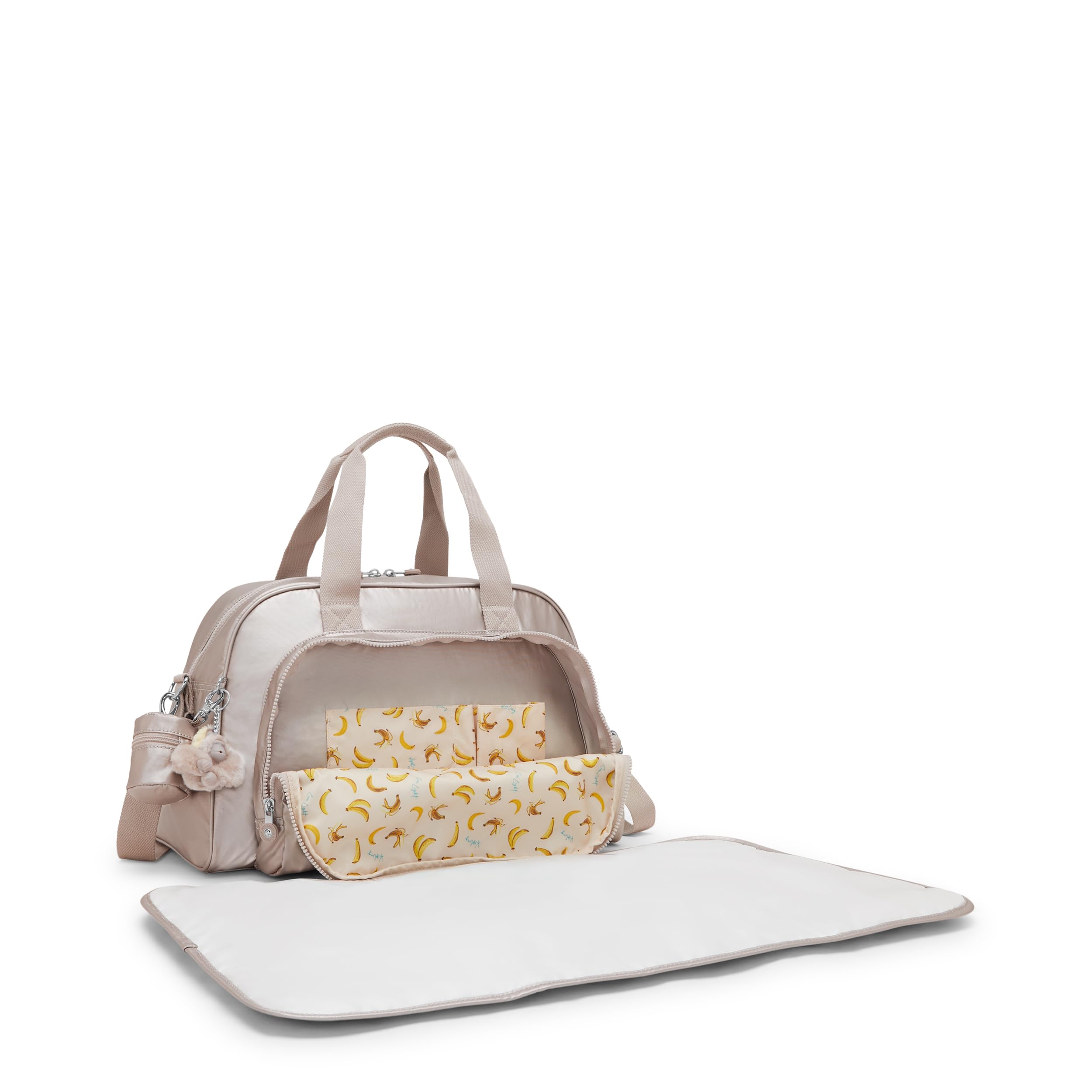 Kipling Camama Sac à Langer, Sac à Langer Léger avec Compartiments Multiples, Bandoulière Réglable & Matelas à Langer, Sac de Voyage Bébé Quotidien Pratique - Tiny Metal Glow