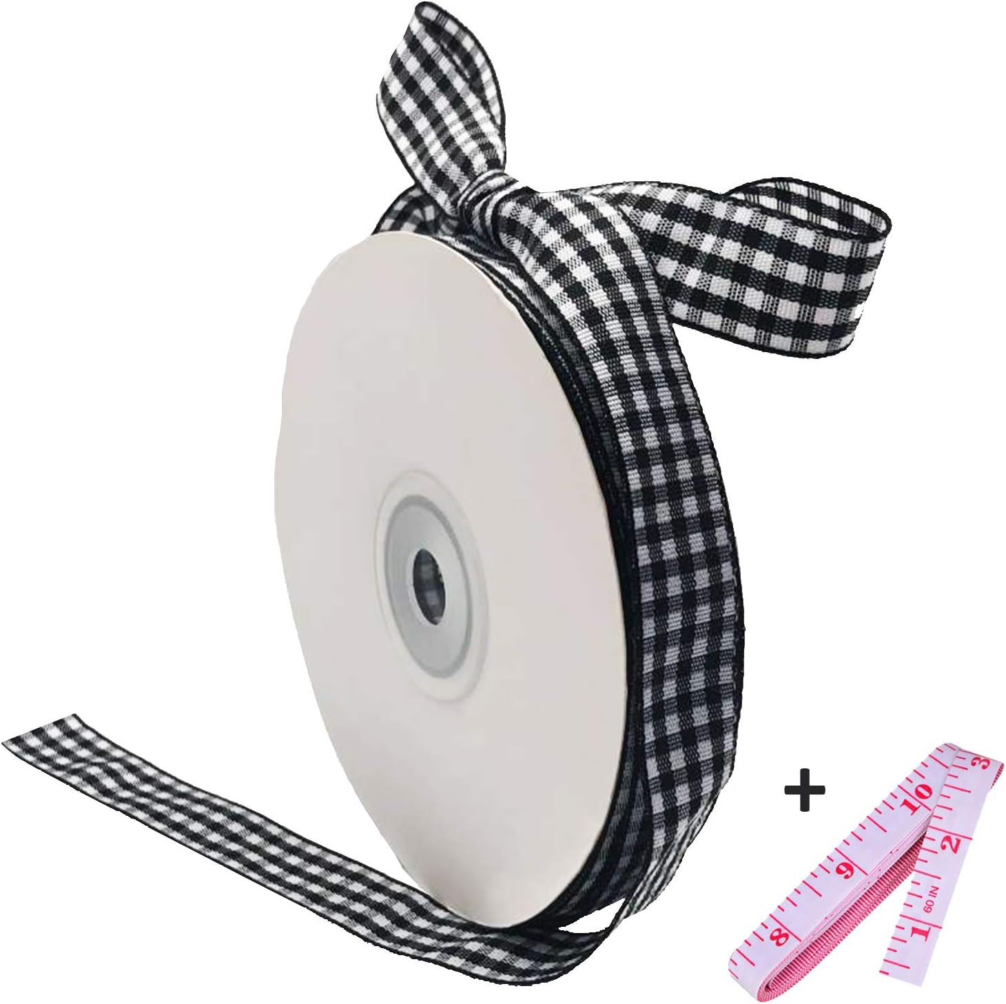Black and White Gingham Ribbon, 5/8" x 25Yd Roll Picnic