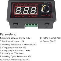Vista 3 de UMLIFE Controlador de velocidad del motor, PWM DC 12V 24V 60V 500W Regulador de velocidad ajustable con interruptor giratorio variable continuo PWM