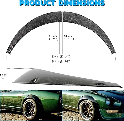 Miniatura 9 de DREAMIZER 4 guardabarros flexibles universales para coche, kit de carrocería extra ancha, arcos de rueda (4 piezas de 1.969 in satinado)